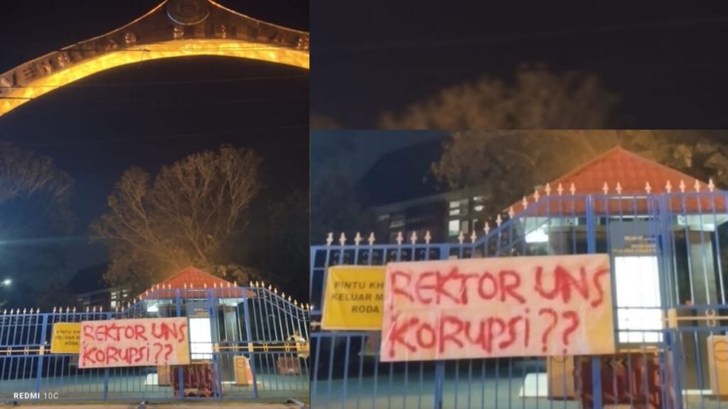 Ada Spanduk Bertuliskan “Rektor UNS Korupsi ” Terpasang di Kampus UNS