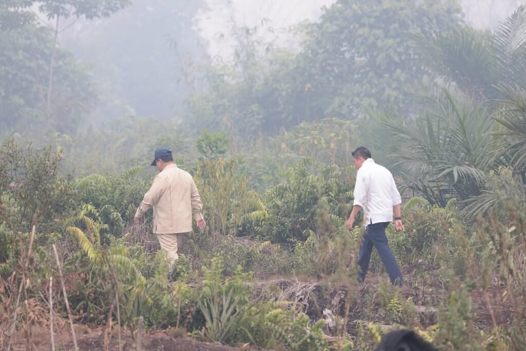 Presiden Prabowo Masuk Hutan Cek Lokasi Kebakaran di Limbung Kalbar